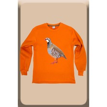 Unısex Avcılık Hunting Vahşi Yaşam Keklik Baskılı Pamuklu Regular Fit Bisiklet Yaka Sweatshirt