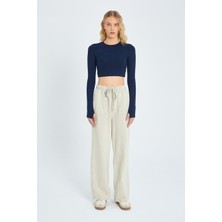 4572 Kadın Parça Boya Palazzo Pantolon Taş