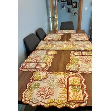 Dalım Keten Nakışlı Amerikan Servis Takımı 19 Parça Kırmızı