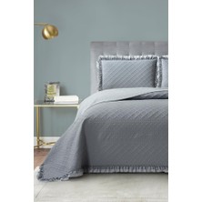 Roma Elyaf Dolgulu Çift Kişilik 240X260 cm Yatak Örtüsü Antrasit