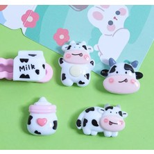 5 Adet  Sevimli Inek Figürlü Magnet Set -  Ayakkabı Aksesuarları -Telefon -Toka Aksesuarı
