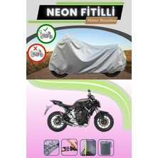 Cemku Shine Gri Arka Çanta Uyumlu Neon Fitilli Yamaha Mt-07 Uyumlu Motosiklet Brandası