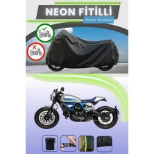 Cemku Shine Siyah Arka Çanta Uyumlu Neon Fitilli Ducati Scrambler Café Racer Uyumlu Motor Brandası