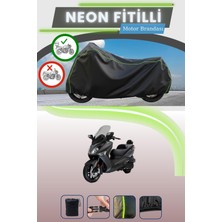Cemku Shine Siyah Arka Çanta Uyumlu Neon Fitilli Sym Joymax 250I Uyumlu Motor Brandası