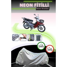 Cemku Shine Gri Neon Fitilli Asya As 110-8 Uyumlu Motosiklet Brandası