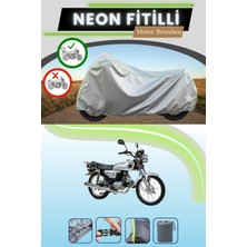 Cemku Shine Gri Arka Çanta Uyumlu Neon Fitilli Kanuni Bs 100 Uyumlu Motosiklet Brandası