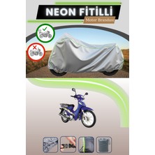 Cemku Shine Gri Arka Çanta Uyumlu Neon Fitilli Kanuni Tigrina S100 Uyumlu Motosiklet Brandası