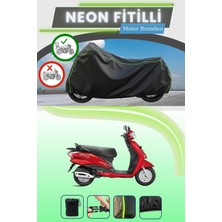 Cemku Shine Siyah Arka Çanta Uyumlu Neon Fitilli Hero Duet Lx 110 Uyumlu Motor Brandası