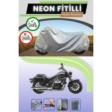 Cemku Shine Gri Arka Çanta Uyumlu Neon Fitilli Rks Blackster 250I Uyumlu Motosiklet Brandası