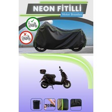 Cemku Shine Siyah Arka Çanta Uyumlu Neon Fitilli Falcon Techno 50 Efı Uyumlu Motor Brandası