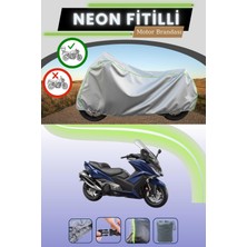 Cemku Shine Gri Arka Çanta Uyumlu Neon Fitilli Kymco Ak 550 Uyumlu Motosiklet Brandası