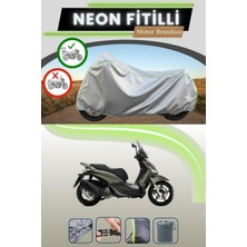 Cemku Shine Gri Arka Çanta Uyumlu Neon Fitilli Piaggio Beverly S 400 Uyumlu Motosiklet Brandası