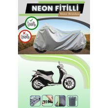 Cemku Shine Gri Arka Çanta Uyumlu Neon Fitilli Piaggio Mp3 250 Uyumlu Motosiklet Brandası