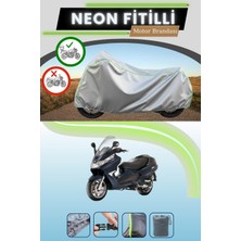 Cemku Shine Gri Arka Çanta Uyumlu Neon Fitilli Piaggio X9 500 Uyumlu Motosiklet Brandası