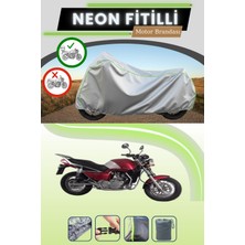 Cemku Shine Gri Arka Çanta Uyumlu Neon Fitilli Jawa 650 Style Uyumlu Motosiklet Brandası