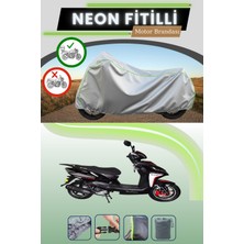 Cemku Shine Gri Arka Çanta Uyumlu Neon Fitilli Motolux Rossi Rs 50 Uyumlu Motosiklet Brandası