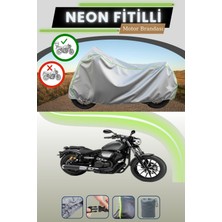 Cemku Shine Gri Arka Çanta Uyumlu Neon Fitilli Yamaha Xvs 950 Cu Uyumlu Motosiklet Brandası