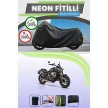 Cemku Shine Siyah Arka Çanta Uyumlu Neon Fitilli Rks SRV700 Uyumlu Motor Brandası