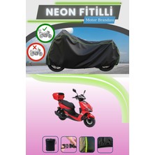 Cemku Shine Siyah Arka Çanta Uyumlu Neon Fitilli Kuba Pesaro 125 x Uyumlu Motor Brandası