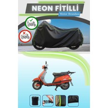 Cemku Shine Siyah Arka Çanta Uyumlu Neon Fitilli Yamaha Beluga 125 Uyumlu Motor Brandası