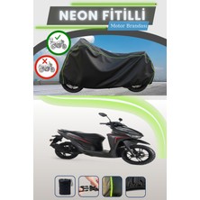 Cemku Shine Siyah Arka Çanta Uyumlu Neon Fitilli Rks Wildcat 125 Uyumlu Motor Brandası