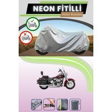 Cemku Shine Gri Arka Çanta Uyumlu Neon Fitilli Harley Davidson Heritage Softail Classic Flstcı Motor Brandası