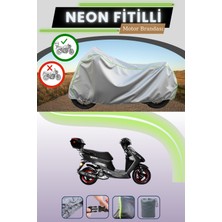 Cemku Shine Gri Arka Çanta Uyumlu Neon Fitilli Yuki Casper S 50 Uyumlu Motosiklet Brandası