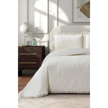 Madrid Elyaf Dolgulu Çift Kişilik 240X260 cm Yatak Örtüsü Krem