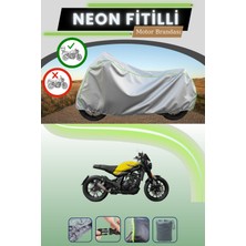 Cemku Shine Gri Arka Çanta Uyumlu Neon Fitilli Yuki C5 ZR250 Uyumlu Motosiklet Brandası