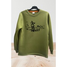 Hunter Avcılık Temalı Av Köpeği Tasarım Baskılı Setter Regular Fit Bisiklet Yaka Sweatshirt
