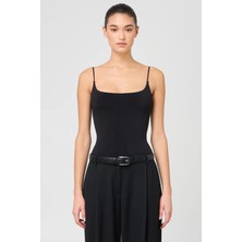 Siyah Ayarlanabilir Askılı Kadın Atlet MG2527