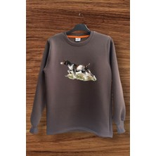 Hunting Doğa Avcılık Kurzhaar Av Köpeği Tema Baskılı Regular Fit %100 Pamuk Bisiklet Yaka Sweatshirt