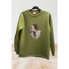 Hunter Avcılık Av Köpeği ve Çulluk Baskılı Regular Fit %100 Pamuk Bisiklet Yaka Sweatshirt