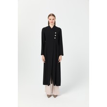 Broş Düğmeli Uzun Yırtmaçlı Pantolonlu Takım  Taş