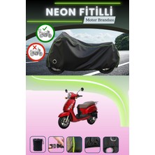 Cemku Shine Siyah Arka Çanta ve Kilit Uyumlu Neon Fitilli Sym Fiddle Iı 125 Uyumlu Motor Brandası