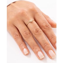 Yıldız Taşlı Minimal 14 Ayar Altın Yüzük