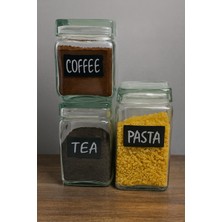 3’lü Cam Kavanoz Seti  Landmark – | Kahve, Çay, Makarna Saklama Kabı | 2 Lt-1,5lt-1 Lt | Modern Mutfak Dekoru