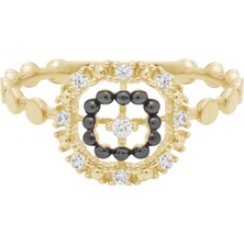 Siyah Taşlı Vintage 14 Ayar Altın Yüzük