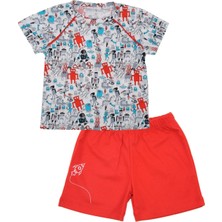 Mininio Erkek Bebek Kırmızı Robot T-Shirt ve Şort Takım (3 Ay - 4 Yaş )