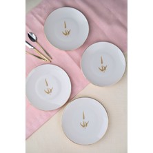 Tabak Evi Porselen Natura Marinum Altın Yaldız Pasta Tabağı 20,50CM 4 Lü