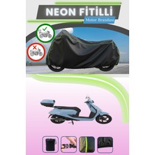 Cemku Shine Siyah Arka Çanta Uyumlu Neon Fitilli Mondial 125 Exon Uyumlu Motor Brandası