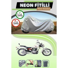 Cemku Shine Gri Arka Çanta Uyumlu Neon Fitilli Çelik Motor Crown 150 Uyumlu Motosiklet Brandası