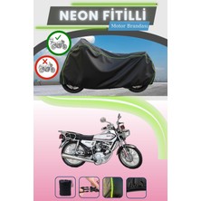Cemku Shine Siyah Arka Çanta Uyumlu Neon Fitilli Kuba Çita 100R Max Uyumlu Motor Brandası