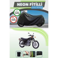 Cemku Shine Siyah Arka Çanta Uyumlu Neon Fitilli Yamaha SR125 Uyumlu Motor Brandası