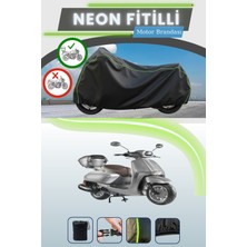 Cemku Shine Siyah Arka Çanta Uyumlu Neon Fitilli Motolux Americano 125 Uyumlu Motor Brandası