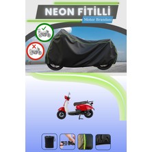 Cemku Shine Siyah Arka Çanta Uyumlu Neon Fitilli Mondial 50 Turismo Uyumlu Motor Brandası