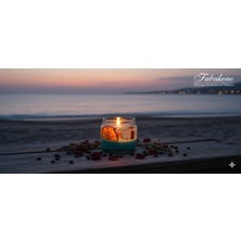 Deniz Temalı Doğal Soya Wax Kokulu Mum | Jel & Kurutulmuş Portakal ve Tarçın Kabuklu Dekoratif Tealight