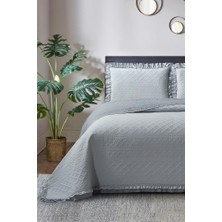 Roma Elyaf Dolgulu Çift Kişilik 240X260 cm Yatak Örtüsü Gri