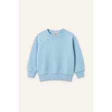 Unisex Çocuk Baskılı Sweatshirt - Mavi