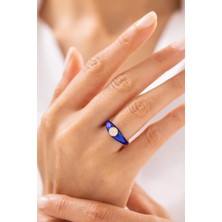 Lacivert Mineli Taşlı Minimal 14 Ayar Altın Yüzük